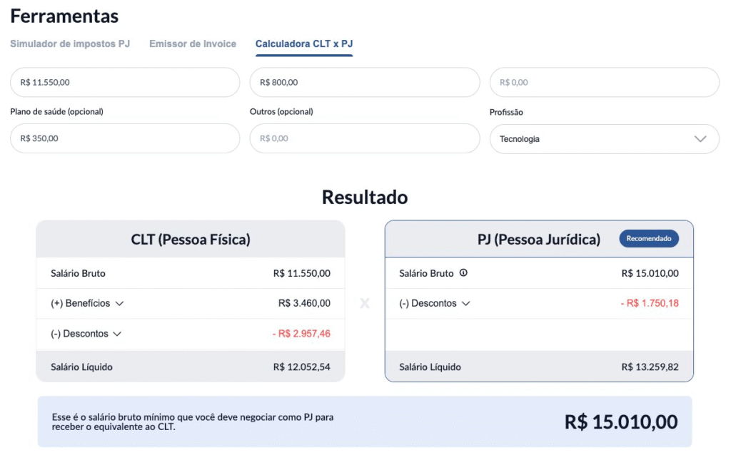 calculadora clt x pj